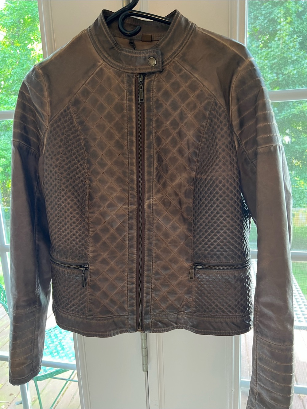 Jou Jou Quilted Faux Leather Bomber Jacket